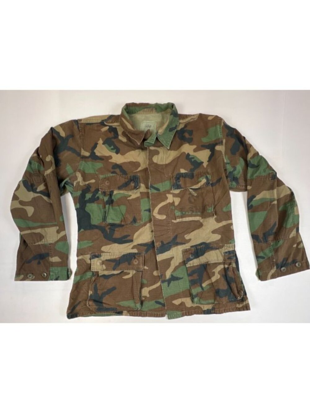 Vintage Woodland Camouflage Combat Coat Mens Size Large Military Surplus
